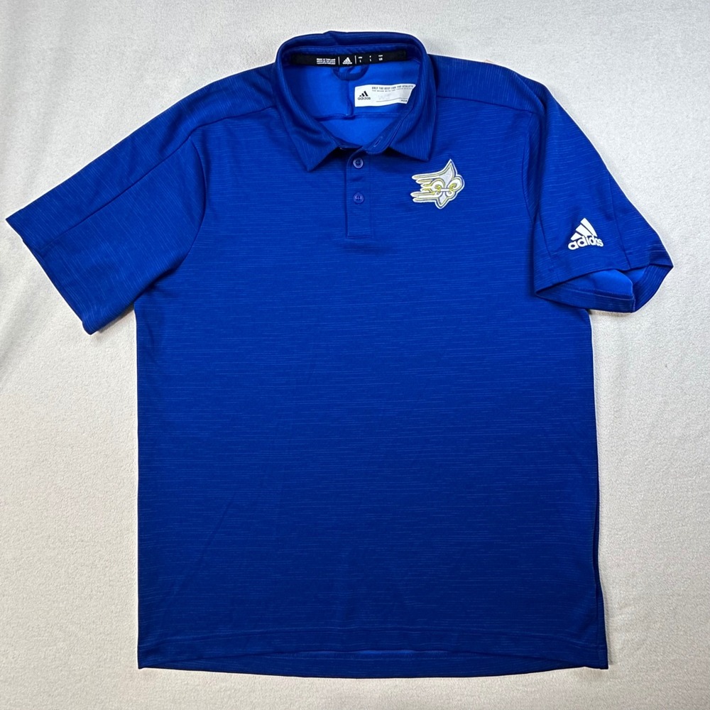 LIMESTONE UNIVERSITY SAINTS Royal Blue Adidas Polo Shirt Mens Large Space-Dyed